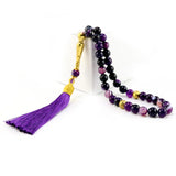 Natural Purple Agate Tasbih Muslim Stone Jewelry Bracelet Masbaha Gift