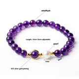 Purple Amethyst 925 Sterling Silver Charm Bracelet Bohemia Fine Jewelry
