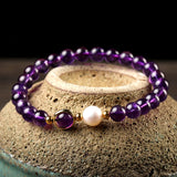 Purple Amethyst 925 Sterling Silver Charm Bracelet Bohemia Fine Jewelry