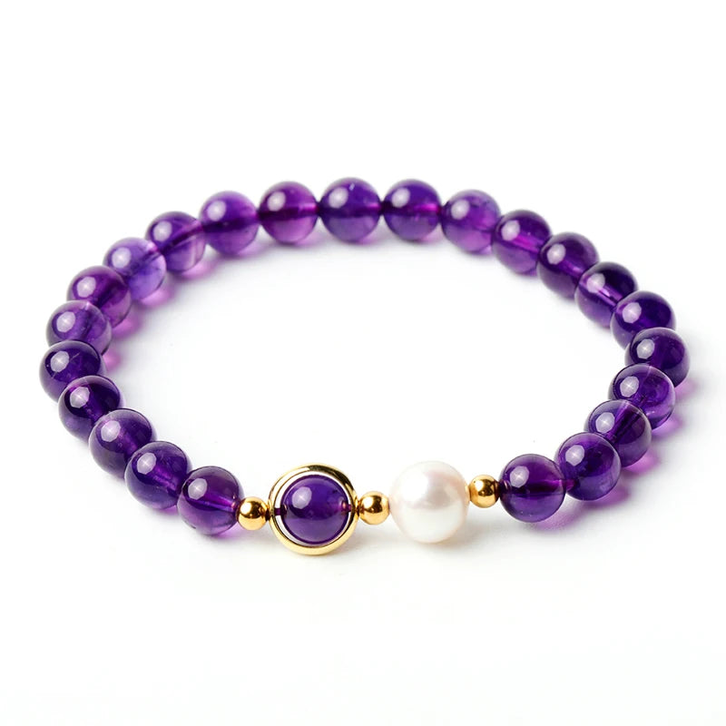 Purple Amethyst 925 Sterling Silver Charm Bracelet Bohemia Fine Jewelry