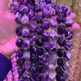 Faceted Natural Purple Amethyst Beads 15'' DIY Loose Quartz Beads