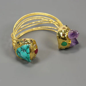 Purple Amethyst Druzy Turquoise Bangle Bracelet