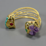 Purple Amethyst Druzy Turquoise Bangle Bracelet