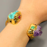 Purple Amethyst Druzy Turquoise Bangle Bracelet