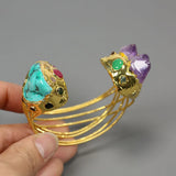 Purple Amethyst Druzy Turquoise Bangle Bracelet