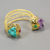 Purple Amethyst Druzy Turquoise Bangle Bracelet