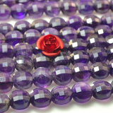 Natural Purple Amethyst Faceted Coin Loose Beads Gemstone