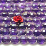 Natural Purple Amethyst Faceted Coin Loose Beads Gemstone