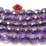 Natural Purple Amethyst Faceted Coin Loose Beads Gemstone