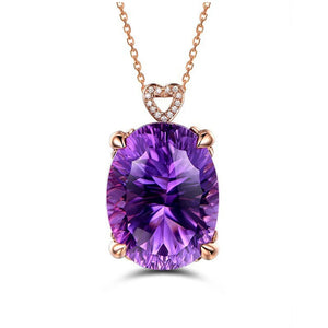 Natural Amethyst Pendant Necklace Healing Gift Crystal 20x15mm Beads