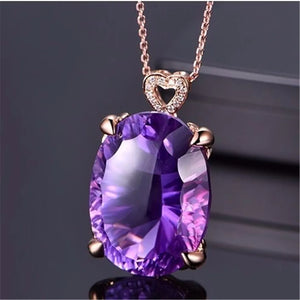 Natural Amethyst Pendant Necklace Healing Gift Crystal 20x15mm Beads