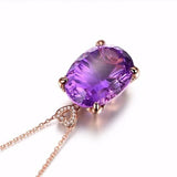Natural Amethyst Pendant Necklace Healing Gift Crystal 20x15mm Beads