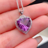 Amethyst Quartz Brazil Heart Pendant Silver 10x10mm