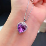 Amethyst Quartz Brazil Heart Pendant Silver 10x10mm