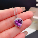 Amethyst Quartz Brazil Heart Pendant Silver 10x10mm