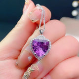 Amethyst Quartz Brazil Heart Pendant Silver 10x10mm