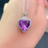 Amethyst Quartz Brazil Heart Pendant Silver 10x10mm