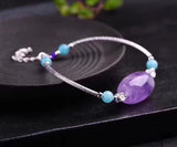Purple Amethyst Clear Barrel Beads Bracelet Crystal Women 22x15mm
