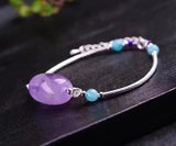 Purple Amethyst Clear Barrel Beads Bracelet Crystal Women 22x15mm