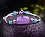 Purple Amethyst Clear Barrel Beads Bracelet Crystal Women 22x15mm