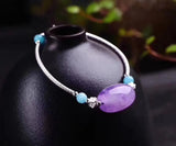 Purple Amethyst Clear Barrel Beads Bracelet Crystal Women 22x15mm