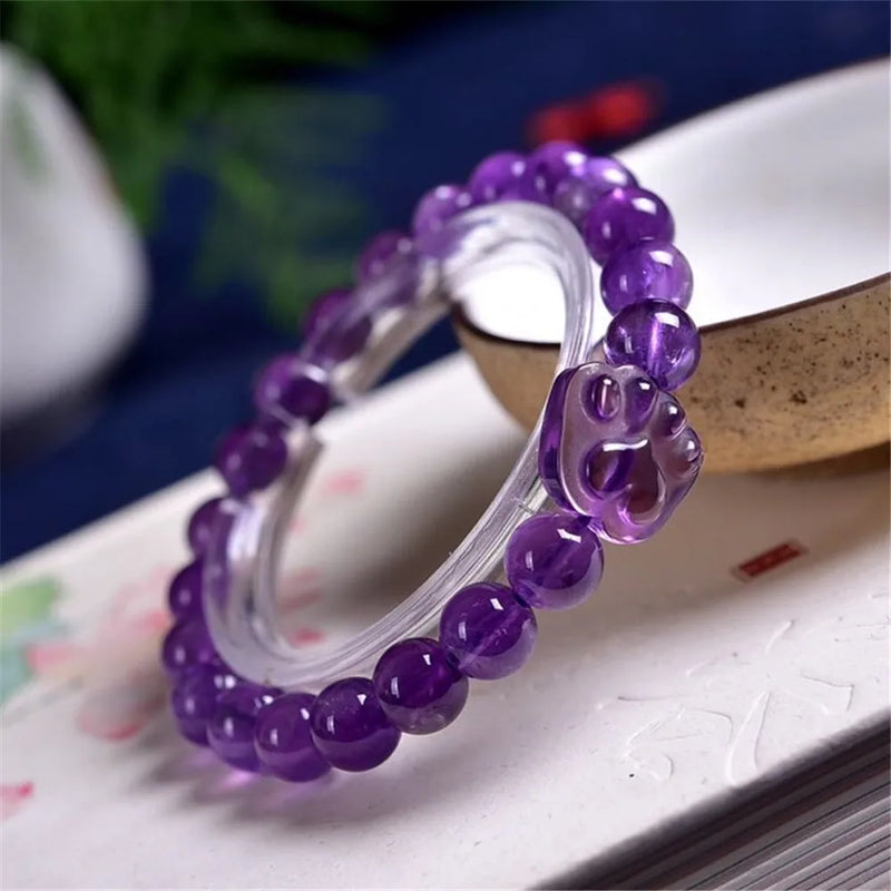 Natural Purple Amethyst Quartz Cat Claw Bracelet Fine Jewelry Gift