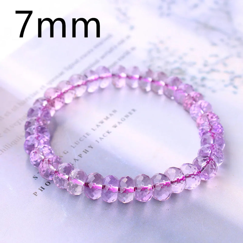 Purple Amethyst Quartz Faceted Beads Bracelet 7mm 8mm 9mm Stretch Bracelet