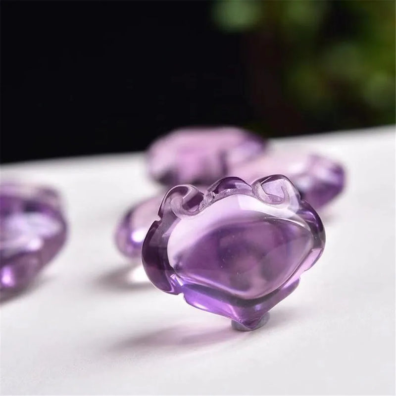 Natural Purple Amethyst Quartz Pendant Carved 20x18x11mm