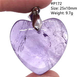 Amethyst Quartz Pendant Jewelry For Women Love Gift Silver 25x10mm Heart Beads