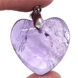 Amethyst Quartz Pendant Jewelry For Women Love Gift Silver 25x10mm Heart Beads
