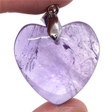 Amethyst Quartz Pendant Jewelry For Women Love Gift Silver 25x10mm Heart Beads