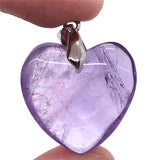 Amethyst Quartz Pendant Jewelry For Women Love Gift Silver 25x10mm Heart Beads