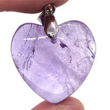 Amethyst Quartz Pendant Jewelry For Women Love Gift Silver 25x10mm Heart Beads