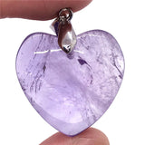 Amethyst Quartz Pendant Jewelry For Women Love Gift Silver 25x10mm Heart Beads