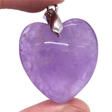 Purple Amethyst Quartz Pendant Jewelry Silver Heart Stone