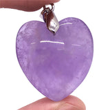 Purple Amethyst Quartz Pendant Jewelry Silver Heart Stone
