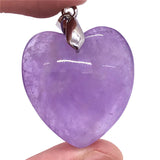 Purple Amethyst Quartz Pendant Jewelry Silver Heart Stone