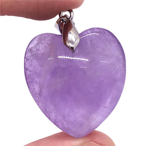 Purple Amethyst Quartz Pendant Jewelry Silver Heart Stone