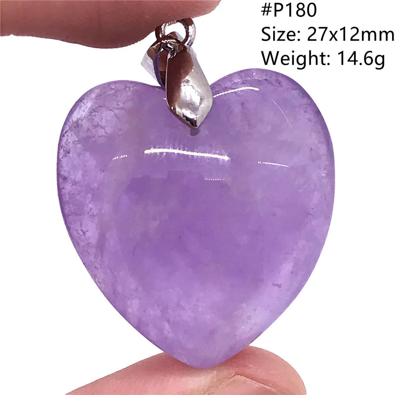 Purple Amethyst Quartz Pendant Jewelry Silver Heart Stone