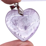 Purple Amethyst Quartz Heart Pendant Silver Jewelry