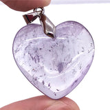 Purple Amethyst Quartz Heart Pendant Silver Jewelry