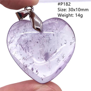 Purple Amethyst Quartz Heart Pendant Silver Jewelry
