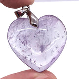 Purple Amethyst Quartz Heart Pendant Silver Jewelry