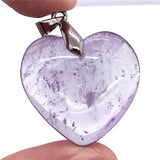 Purple Amethyst Quartz Heart Pendant Silver Jewelry