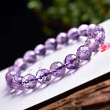 Purple Amethyst Quartz Stretch Bracelet 10mm Beads