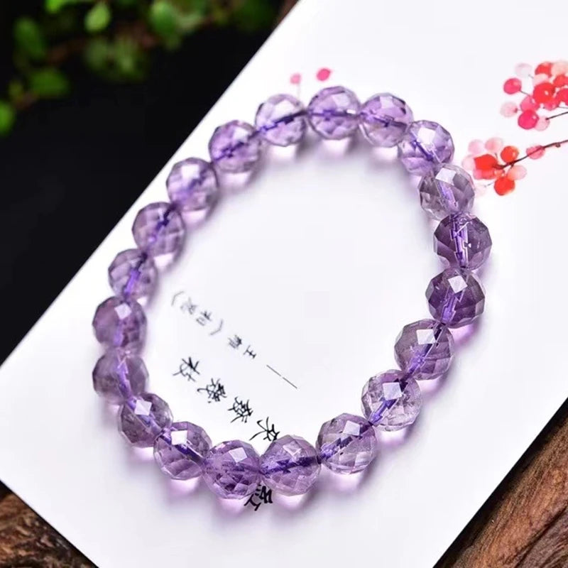 Purple Amethyst Quartz Stretch Bracelet 10mm Beads