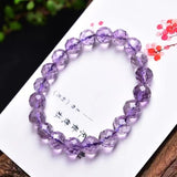 Purple Amethyst Quartz Stretch Bracelet 10mm Beads