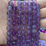 Natural Purple Amethyst Stone Beads 15'' Round DIY Loose Beads Jewelry Making