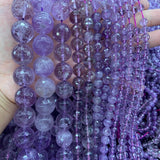 Natural Purple Amethyst Stone Beads 15'' Round DIY Loose Beads Jewelry Making