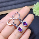 Purple Amethyst Stud Earrings 925 Sterling Silver Fine Jewelry Round Cut Crystal